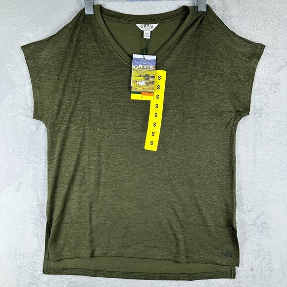 Orvis Knit Shirt Tunic T Shirt Top V Neck Short Sleeve Womens Green Size Small - Picture 4 of 12